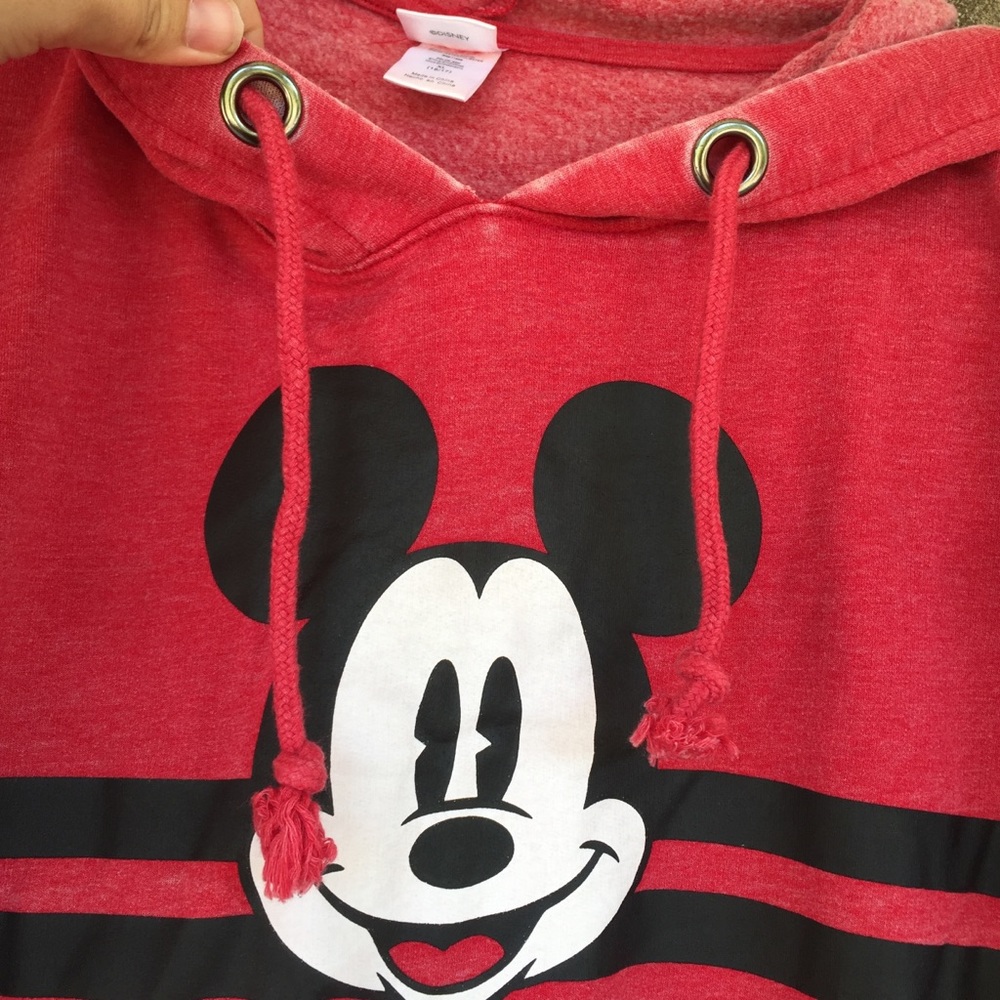 Disney Mickey Mouse Red Fleece Hoodie Sweatshirt - Picture 5 of 11